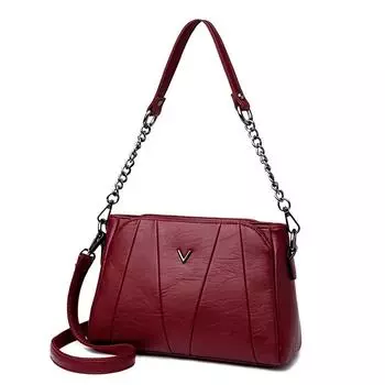 Женская сумка через плечо, сумка через плечо среднего возраста, сумка из искусственной кожи бордовый