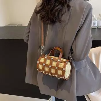 Женская сумка через плечо Сумка через плечо Соломенная сумка бежевый