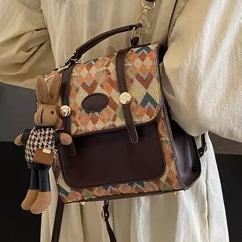 Женская сумка через плечо Сумка через плечо Многофункциональный стильный женский рюкзак Сумка для школы Рюкзак Kawaii one size хаки