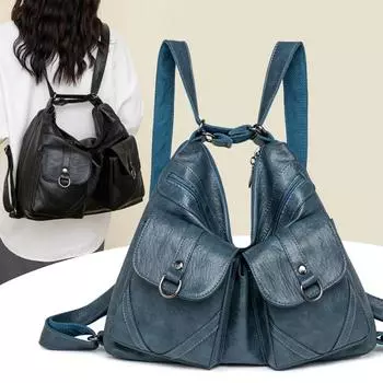 Женская сумка через плечо, сумка для мамы среднего возраста, большая вместимость, сумка через плечо, мягкий кожаный рюкзак коричневый