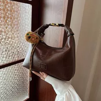 Женская сумка через плечо, сумка-мессенджер для поездок на работу, сумка для пельменей, сумка через подмышку в стиле ретро коричневый