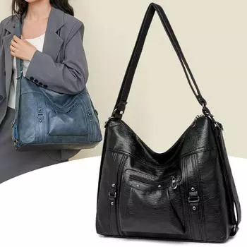 Женская сумка через плечо, сумка-рюкзак из искусственной кожи, модная портативная женская сумка через плечо синий