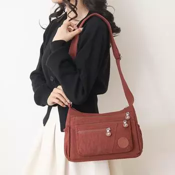 Женская сумка через плечо, сумка с несколькими карманами, нейлоновая сумка для матери среднего и пожилого возраста, однотонная дорожная сумка через плечо