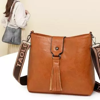 Женская сумка через плечо Tassel Crossbody Bucket Bag чёрный