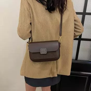 Женская сумка через плечо Temperament, женская сумка 2024 года, новинка, знаменитость в Интернете, популярная маленькая квадратная сумка, ретро-сумка премиум-класса кофейный