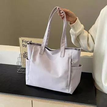 Женская сумка через плечо Водоотталкивающая большая сумка Однотонная сумка через плечо бежевый