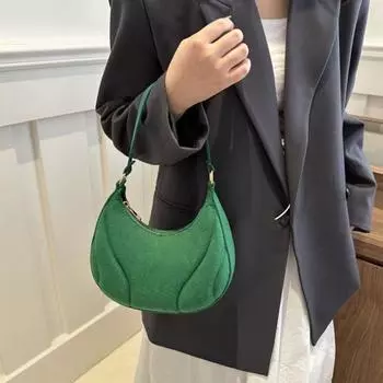 Женская сумка через плечо в форме пельменя, фетровая сумка на молнии, однотонная, большая вместимость, сумка для школьных вечеринок, путешествий, улиц, отпуска хаки