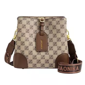 Женская сумка через плечо в шахматную клетку контрастного цвета, сумка через плечо хаки