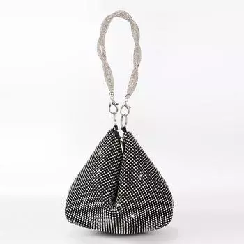 Женская сумка через плечо в стиле пельменей со стразами чёрный