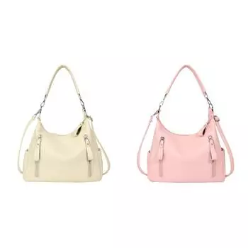 Женская сумка через плечо в стиле ретро из искусственной кожи, однотонная женская уличная сумка (бежевый)