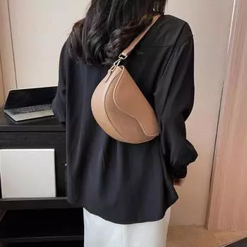 Женская сумка через плечо в стиле ретро, однотонная искусственная кожа, прочная строчка, регулируемый ремень хаки