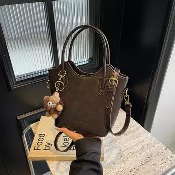 Женская сумка через плечо в стиле ретро, осенне-зимняя, универсальная, новая, вместительная, премиум-класса, переносная сумка-ведро, модная сумка через плечо