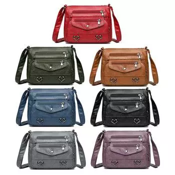 Женская сумка через плечо в стиле ретро из искусственной кожи, сумка через плечо с несколькими карманами, женская повседневная сумка зелёный