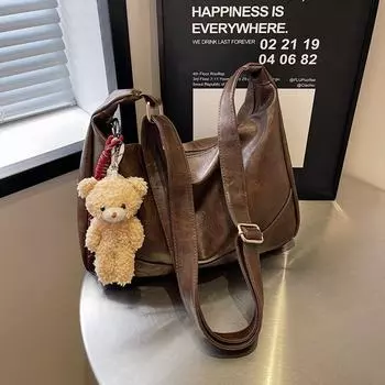 «Женская сумка через плечо в стиле ретро с большим объемом для работы — новинка сезона осень/зима 2024» 33*11*25 грязно-белый