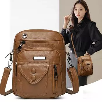 Женская сумка через плечо в стиле ретро, легкая, большая вместимость, сумка через плечо из искусственной кожи, сумка для мамы, сумка для мобильного телефона красный