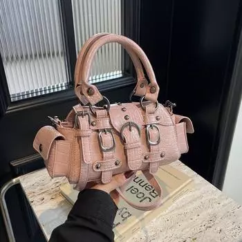 Женская сумка через плечо, винтажная сумка из крокодиловой кожи, ретро-сумка на плечо с заклепками