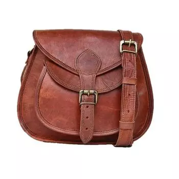 Женская сумка через плечо, винтажная сумка-мессенджер из козьей кожи, коричневая сумка ручной работы 11 x 9 x 3 in коричневый