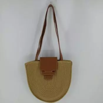 Женская сумка через плечо во французском стиле, плетеная вручную полукруглая ручная сумка, плетеная соломенная сумка, модная сумка для отдыха через плечо