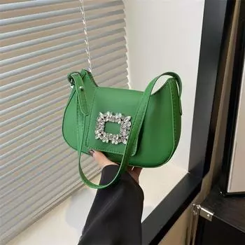 Женская сумка через плечо Xiaoxiangjia, персонализированная, инкрустированная бриллиантами, 2024, новая корейская версия, популярная в этом году, сумка-мессенджер в иностранном стиле чёрный