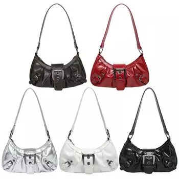 Женская сумка через плечо Y2K PU кожаная сумка-хобо плиссированная сумка подмышкой магнитная застежка молния клатч кошелек дорожная сумка для поездок на работу Coffee