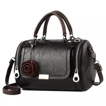 Женская сумка через плечо Yogodlns с цветочной подвеской, женские сумки через плечо Boston 25cm*14cm*15cm чёрный