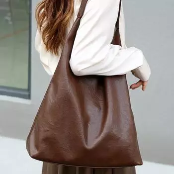 Женская сумка через плечо Yousheng Smototh из искусственной кожи, однотонная, большая емкость, магнитная застежка, винтажный стиль хобо, рабочая и дорожная сумка-слинг кофейный