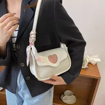 Женская сумка через плечо Yousheng в стиле ретро из искусственной кожи с узором в виде сердца и регулируемым ремешком для повседневных выходов, путешествий, повседневного использования белый