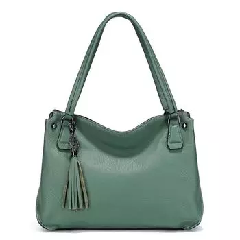 Женская сумка через плечо Zency из натуральной кожи с кисточками, винтажная сумка-хобо чёрный