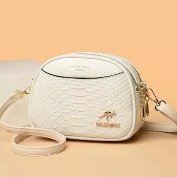 Женская сумка через плечо, женская модная сумка с крокодиловым принтом, многослойная маленькая квадратная сумка чёрный