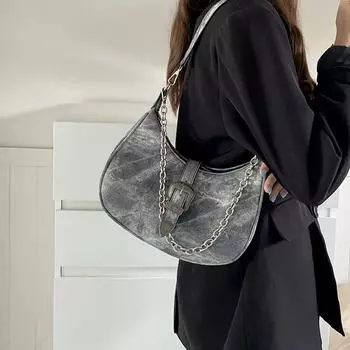 Женская сумка через плечо, женская новая высококачественная сумка в форме полумесяца, ретро-сумка через плечо, сумка через подмышку, цепочка, сумка через плечо