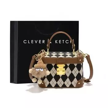 Женская сумка через плечо Женская сумка через плечо Женская большая сумка в стиле ретро Длина сумки 17,5 см ширина 8,5 см высота 12 см коричневый