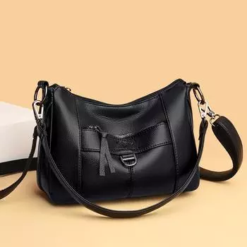 Женская сумка через плечо женская сумка через плечо женская большая вместимость женская сумка для мам чёрный