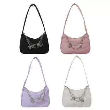 Женская сумка через подмышку Повседневная сумка через плечо с цепочкой-бабочкой Элегантная трендовая сумка через подмышку 23x17x6cm белый