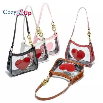 Женская сумка Cozy Up из ПВХ с диагональным крестом, прозрачная сумка через плечо Love с диагональным крестом, модная и простая сменная сумка из мягкой кожи 20*7*16cm чёрный