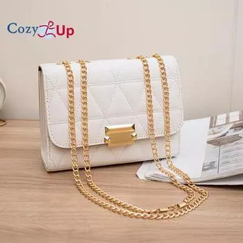 Женская сумка Cozy Up с ромбовидным узором и сумка через плечо большой вместимости 18.5x14x7cm белый