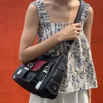 Женская сумка Цветная контрастная сумка Трендовая сумка через плечо Сумка Сумка One Size чёрный