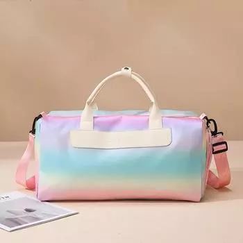 Женская сумка для багажа, сумка для хранения сухой и влажной обуви, градиентный цвет, дорожная сумка через плечо большой емкости жёлтый