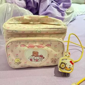 Женская сумка для хранения, новая модная розовая косметичка для милых девушек, универсальная, вместительная, симпатичная, с изображением маленьких животных, ручная сумка