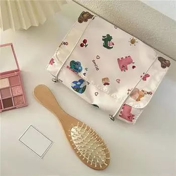 Женская сумка для хранения с мультяшным животным принтом, большая вместимость, несколько карманов, прозрачная классическая сумка на молнии для хранения, дорожная косметичка, косметичка