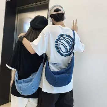 Женская сумка для клецок через плечо, джинсовая сумка на плечо, школьная сумка для студентов темно-синий