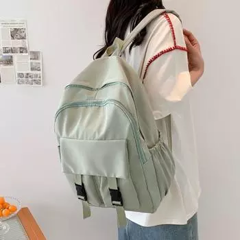 Женская сумка для книг, большой вместительный студенческий рюкзак, нейлоновый простой модный регулируемый ремень, одноцветный для девочек-подростков и мальчиков One Size белый