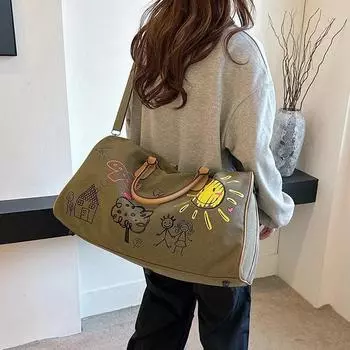 Женская сумка для коротких поездок, большая вместимость, холщовая сумка, ручная работа, деловая поездка, через плечо