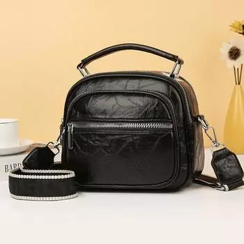 Женская сумка для мам среднего возраста, большая вместимость, модная сумка на одно плечо через плечо для женщин чёрный