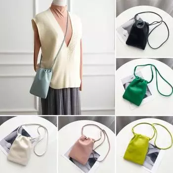 Женская сумка для мобильного телефона из искусственной кожи, сумка через плечо, однотонный портативный кошелек для телефона для повседневной жизни, путешествий, шопинга синий