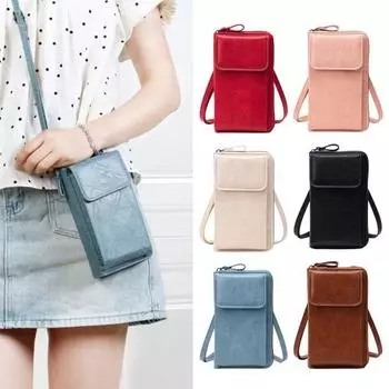 Женская сумка для мобильного телефона, кошелек через плечо с длинным ремешком, маленькая сумка через плечо красный