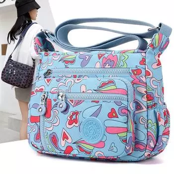 Женская сумка для мобильного телефона, напечатанная нейлоновая сумка через плечо, сумка для мам среднего возраста, маленькая квадратная сумка