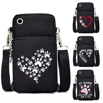 Женская сумка для мобильного телефона с рисунком собачьей лапы и кошачьей лапы, женская сумка Harajuku Cartoon, для любителей животных, маленькие сумки через плечо, мини-кошелек