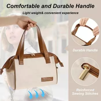 Женская сумка для обеда, стильная многоразовая сумка-тоут, рабочая герметичная сумка для холодного и милого многоразового использования для офиса, школы, пикника и обеда