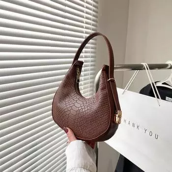 Женская сумка для отдыха с модной текстурой под мышками, модный узор из кожи аллигатора, портативная сумка на одно плечо, сумка в иностранном стиле one size хаки