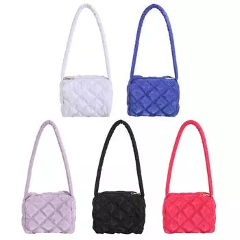 Женская сумка для поездок на работу, нейлоновая маленькая сумка-тоут, стеганая повседневная элегантная женская сумка под подмышками розы красного